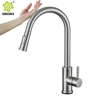 Touch Sensor stainless steel 304 brushed pull out hot and cold mixer kitchen sink faucet