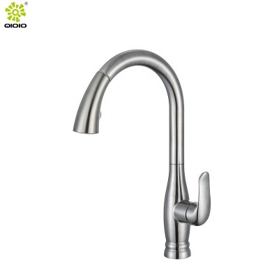 News Guangdong casting 304 stainless steel deck mounted pull down  hot cold mixed kitchen faucet