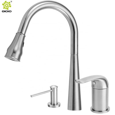 304 stainless steel two holes separated handle sink faucet pull out faucet kitchen