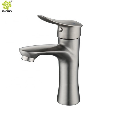 Modern Single Lever stainless steel 304 brushed hot and cold mixed bathroom washbasin faucet