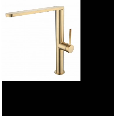 Ultra thin 304 stainless steel brushed gold industrial single hole kitchen faucet